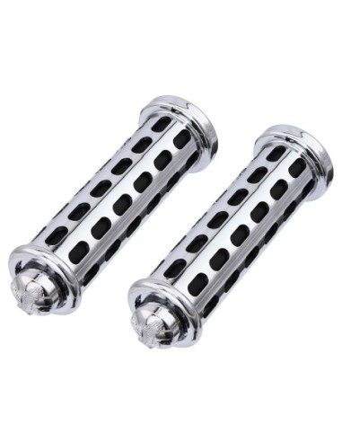 Grips 7/8 long 130mm BLock Black/Chrome 9808...